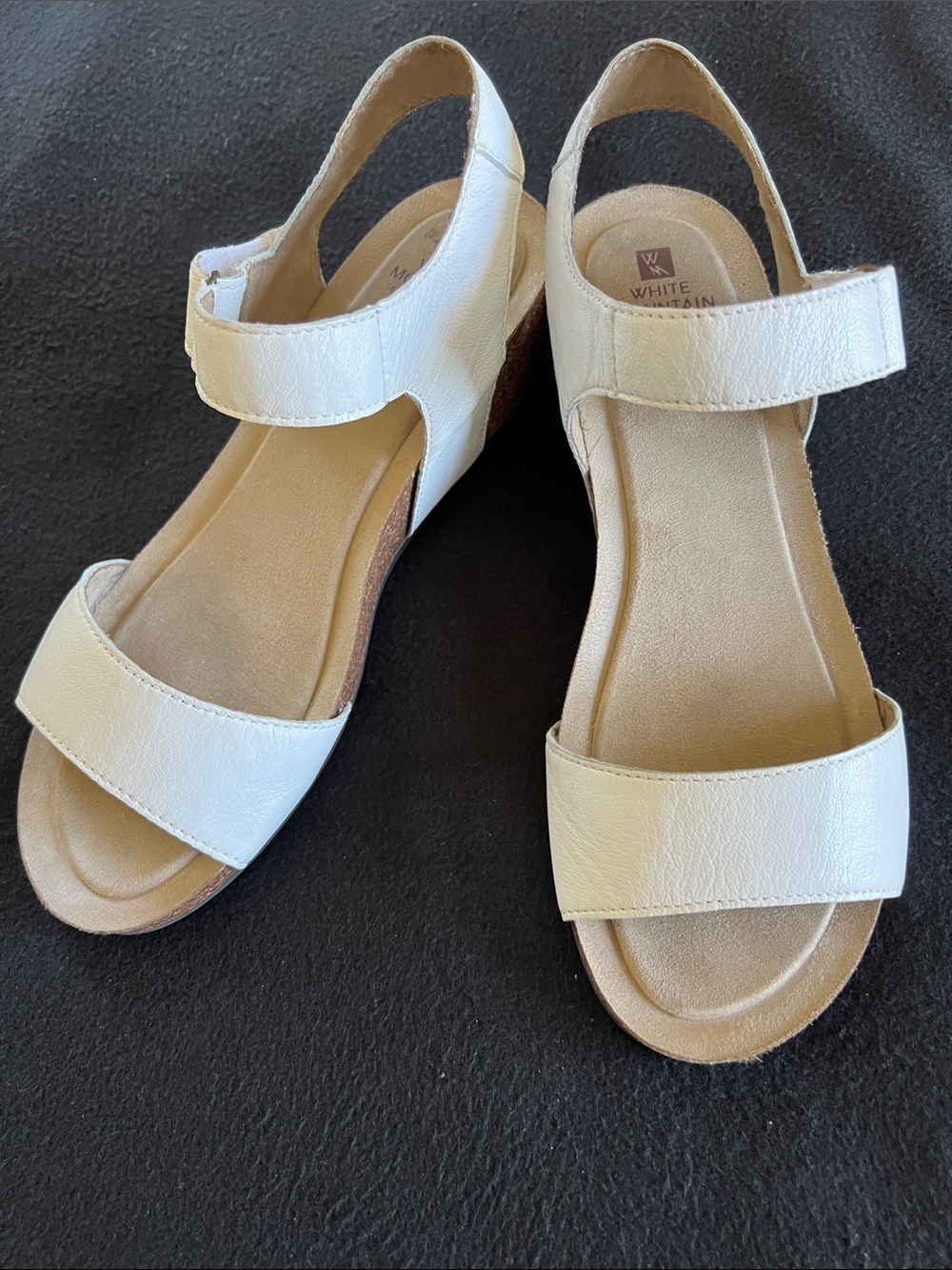 White Mountain Women's Ivory Slingback Wedge Sandals